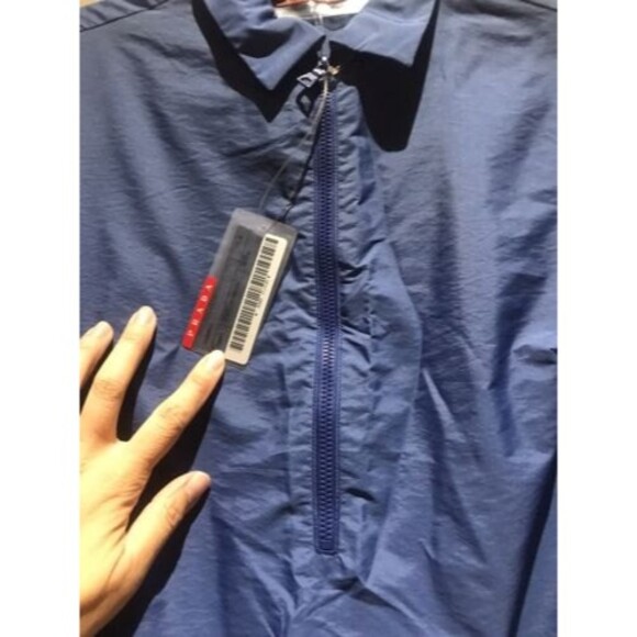 NWT PRADA short sleeve sporty shirt mesh back panel zipped seam 3/4 zipper sz M - Picture 2 of 10